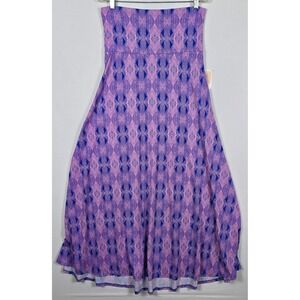 LuLaRoe Maxi Skirt Womens Medium Purple Blue Geometric Diamond Yoga Waist NWT